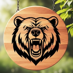 Angry Bear Head Mascot SVG: T-Shirt Design, Grizzly Bear, Wild Animal, Hunter Gift, Cut Files, SVG, PNG, Instant Download image 3