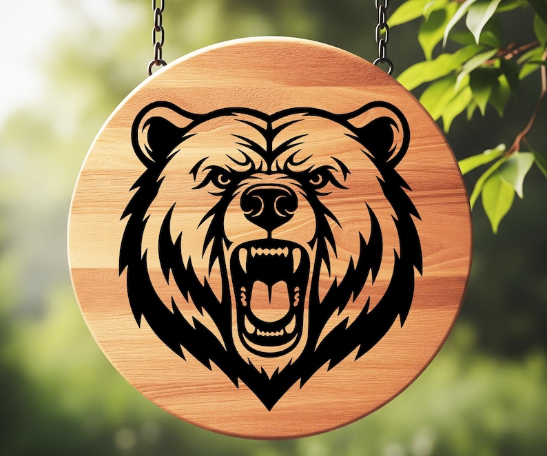 Angry Bear Head Mascot SVG: T-Shirt Design, Grizzly Bear, Wild Animal, Hunter Gift, Cut Files, SVG, PNG, Instant Download image 3