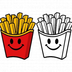 French Fries SVG, PNG, Fast Food Svg, Smiley Face, Happy French Fry Box Clipart, Funny Food Shirt Cut File, Cricut, Silhouette