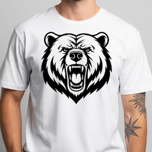 Angry Bear Head Mascot SVG: T-Shirt Design, Grizzly Bear, Wild Animal, Hunter Gift, Cut Files, SVG, PNG, Instant Download image 2