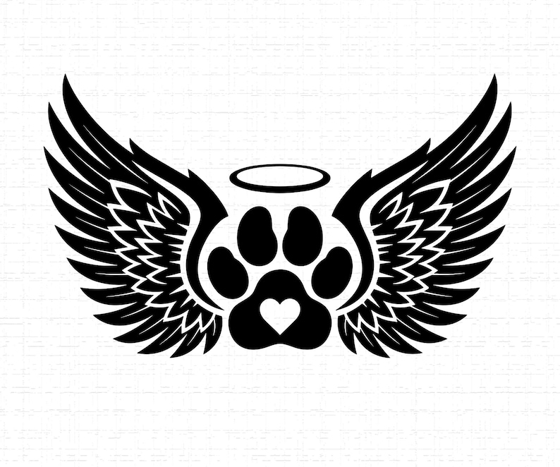 Angel Wings Paw Print SVG, PNG, Memorial Pet Remembrance Design ...