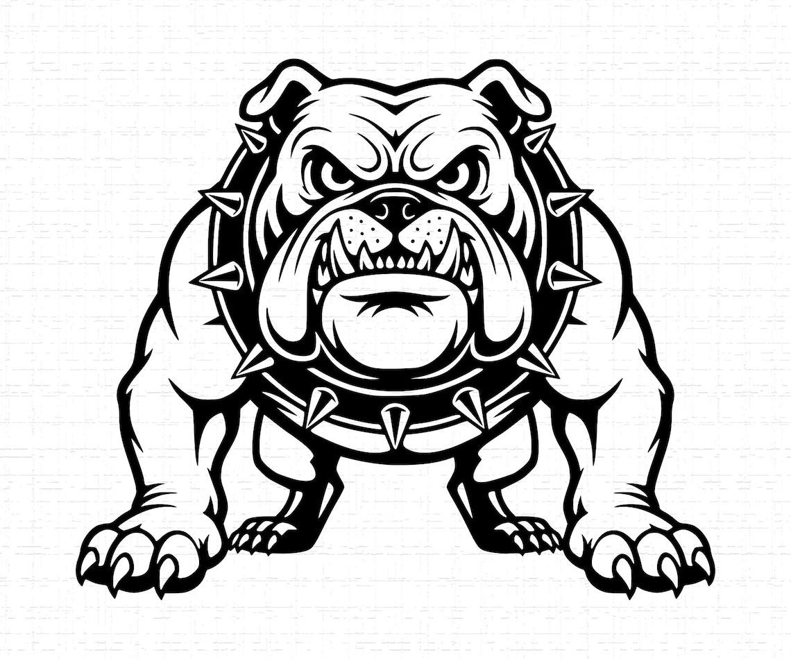 Bulldog Mascot SVG: T-shirt Design, Dog With Spiked Collar, Team Logo ...