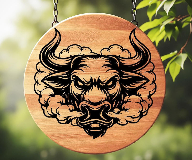 Angry Bull Head Mascot SVG, PNG, Taurus Clipart, Charging Bull Smoke ...
