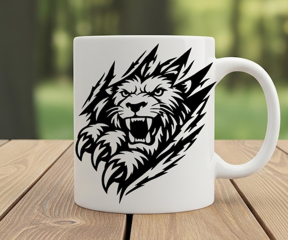 Lion Claw Scratch Ripping Through Wall SVG, PNG: Jungle King