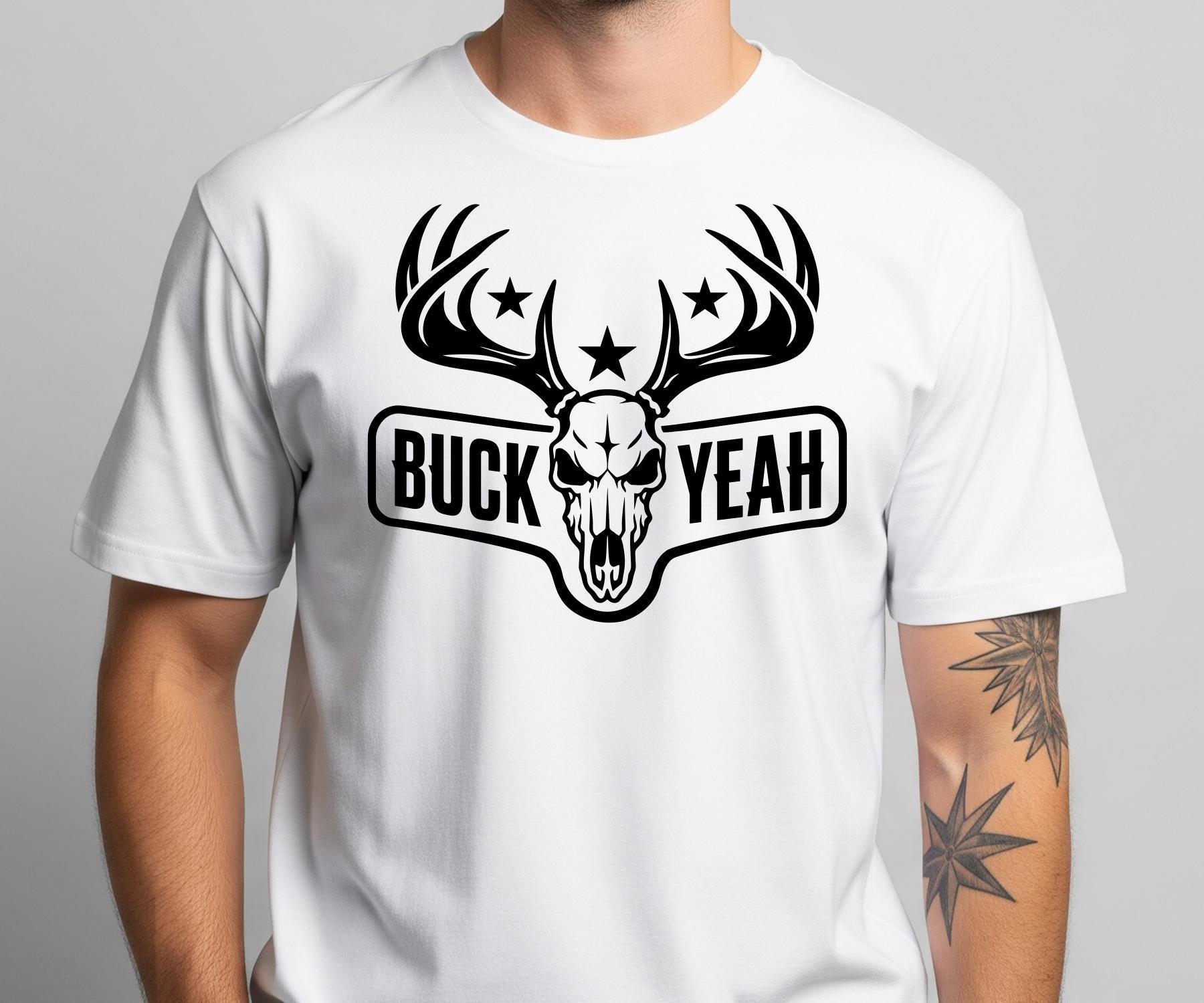 Buck Yeah Hunting SVG, PNG, Deer Skull Antlers, Big Buck, Hunter Gift ...