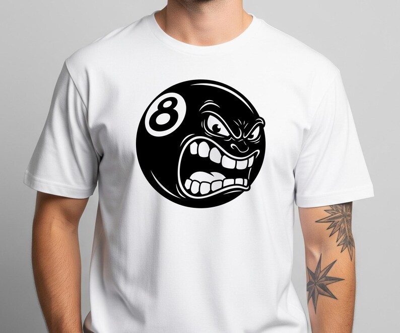 Angry Billiard 8 Ball SVG, PNG, Funny Pool Player Mascot Design ...