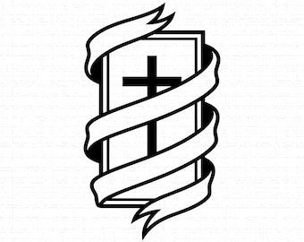 Holy Bible With Ribbon And Cross SVG, PNG: Religious Art, Faith, Jesus Follower, Christian T-Shirt Design, Cut File, Instant Download