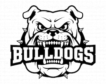 Bulldogs Mascot SVG: Team Logo, High School Mascot, Dog with Spikes, T-Shirt Design, Cut Files, SVG, PNG, Instant Download