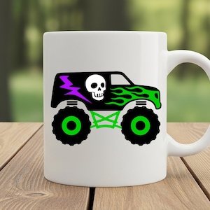 Monster Truck Fiamme Verdi SVG, PNG, Decorazione per la camera dei ragazzi, Fuoristrada, Monster Jam, Compleanno, File di taglio per maglietta con teschio e camion, Cricut, Silhouette immagine 3