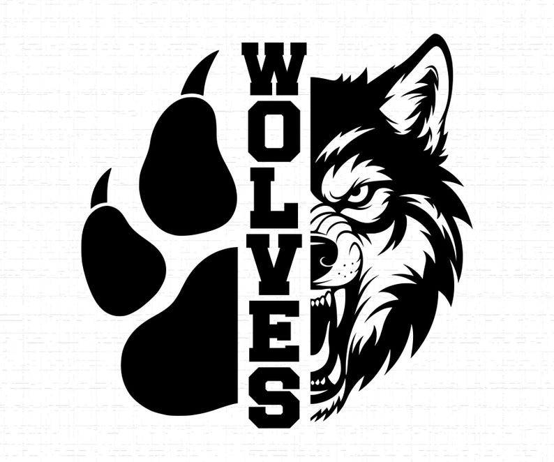 Wolves Team Mascot Logo SVG, PNG: Wolf Head, Football T-shirt Design ...