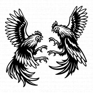 Peleas de gallos SVG, PNG, Gallos peleando SVG, Pelea de gallinas, Animal de granja, Decoración de granja, Archivo de corte para camiseta de gallo, Cricut, Silhouette