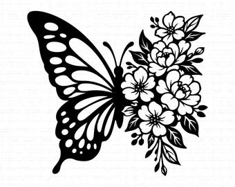 Butterfly Flower SVG, PNG: Garden Decor, Spring Blooms, Botanical Art, Mothers Day Gift, T-Shirt Design, Cut File, Instant Download