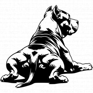 Amerikansk pitbull SVG, PNG: Pitbull-silhuett, hundens baksida, T-shirtdesign, klippfil, direktnedladdning