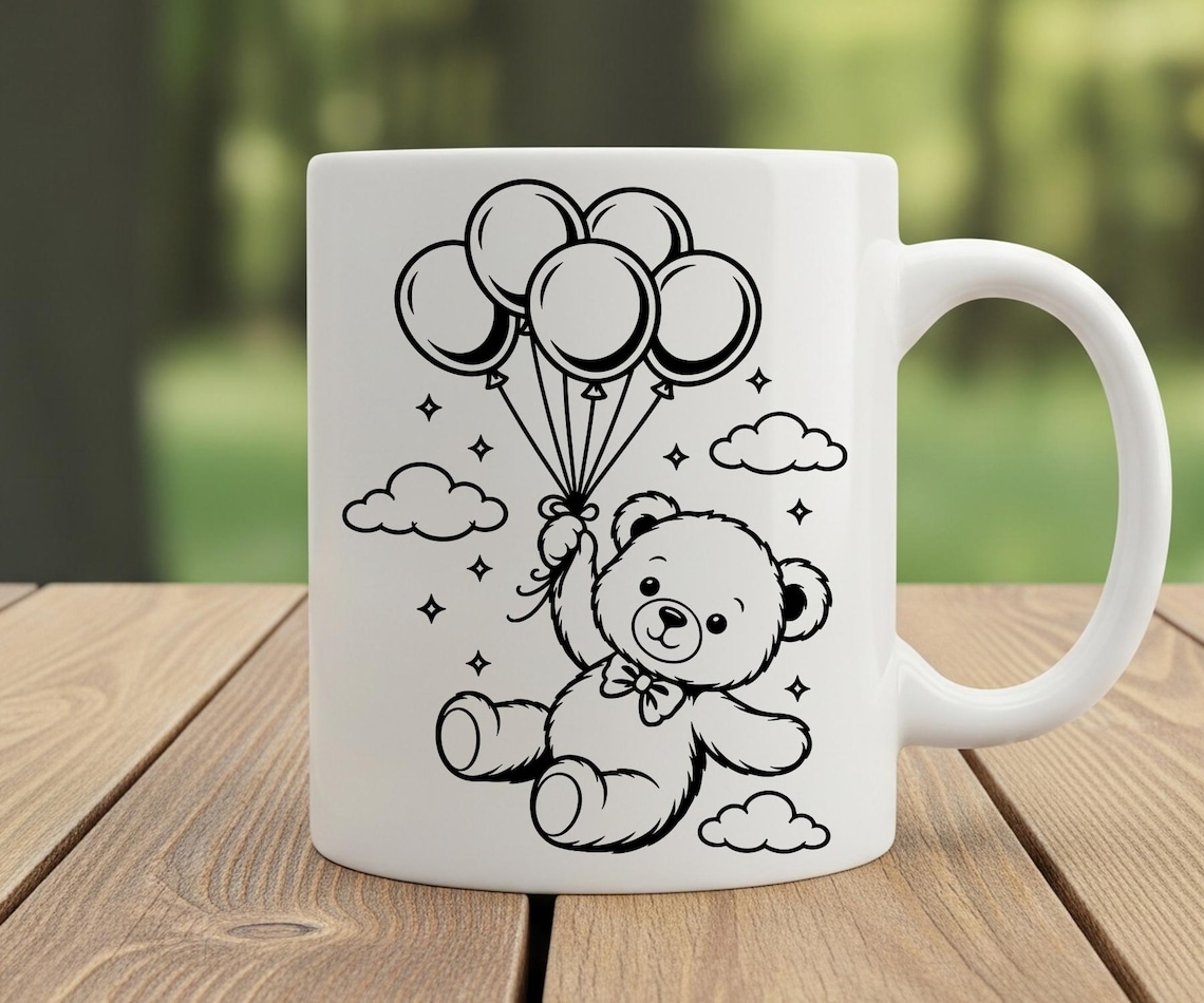 Teddy Bear With Balloon SVG, PNG, Baby Shower, Cute Nursery Design ...