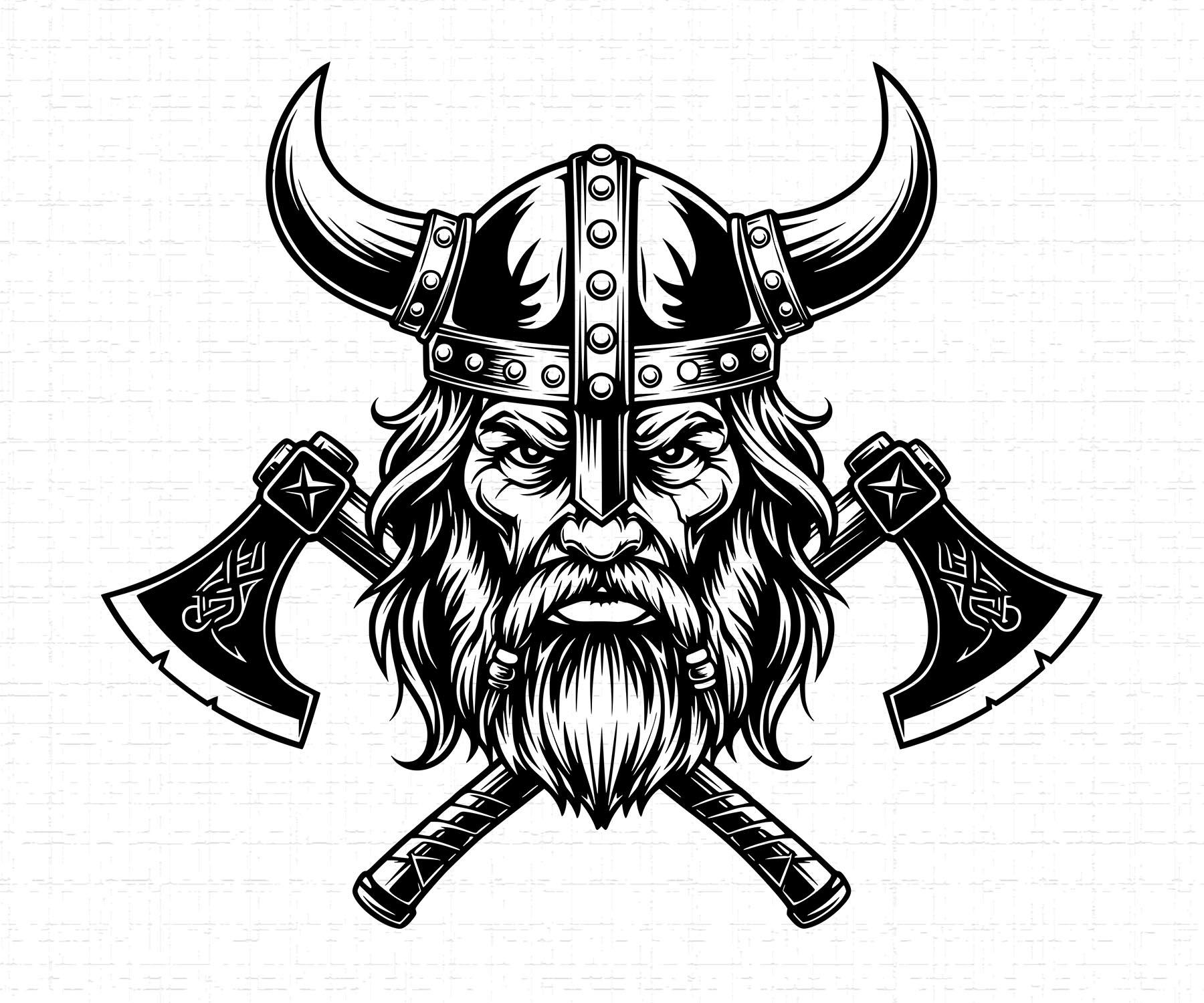 Viking Head With Crossed Axes SVG: Viking Logo, Odin, Ragnarok