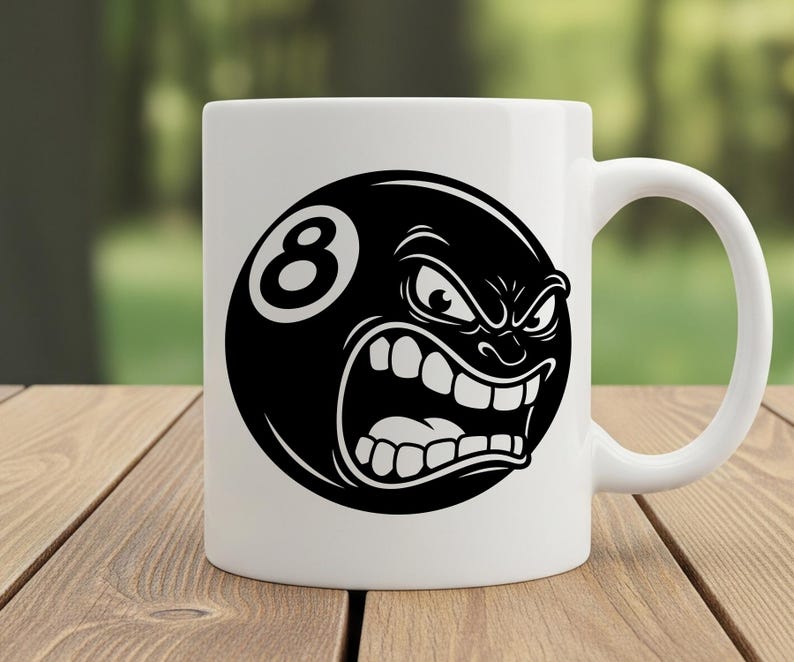 Angry Billiard 8 Ball SVG, PNG, Funny Pool Player Mascot Design ...