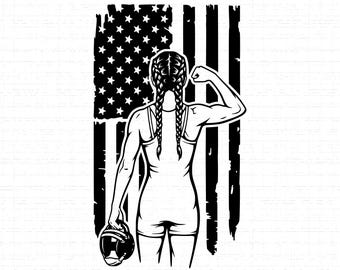 Female Wrestling Flag SVG: T-Shirt Design, Strong Girl, Athlete, Girl Wrestler, Wrestling Mom, Cut Files, SVG, PNG, Instant Download