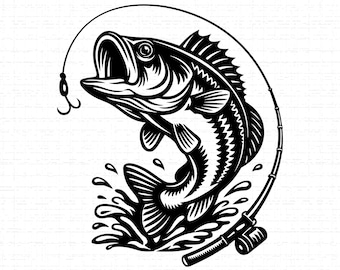 Bass Fishing SVG, PNG: Fisherman Gift, Catch And Release, Fishing Life, Outdoor, Hobby, T-Shirt Design, Cut File, Instant Download