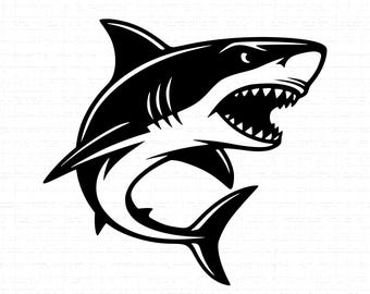 Great White Shark Silhouette SVG, PNG: Sea Life, Ocean Predator, T-Shirt Design, Cut File, Instant Download
