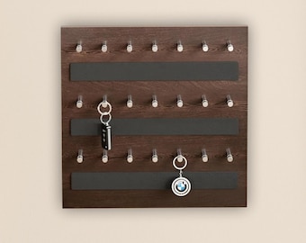 Premium Schlüsselbrett für Zuhause & im Büro | Schlüsselhalter aus Holz mit 21 Haken | Großer Schlüssel-Organizer | Multi Schlüssel Aufhänger Brett | Holz-Schlüsselbrett