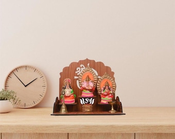 Wooden Pooja Mandir for Home | Compact Wooden Temple with Om Design | Handmade Puja Stand for Daily Worship | Small Spiritual Altar for God