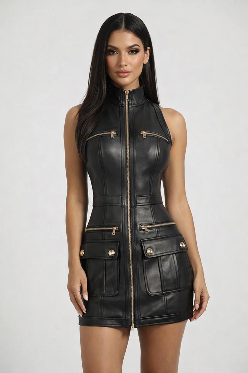 Zip Front Leather Dress - Etsy