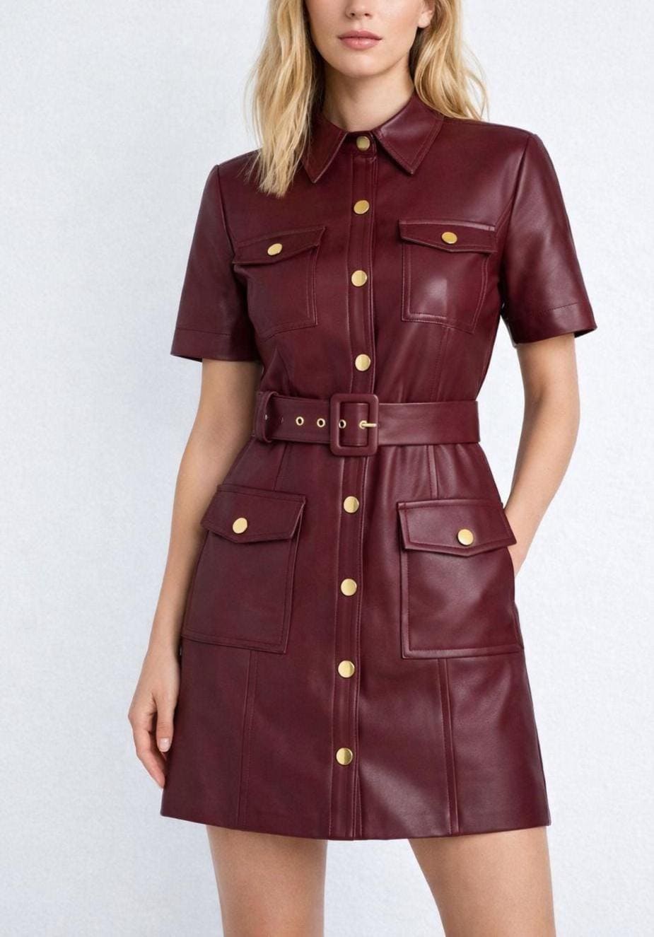 burgundy leather shirt dress Womens Monsoon Carla Cowl Trim size_system: US Adult Dress:L Giving a new life