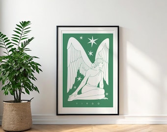 Minimalistische poster met het sterrenbeeld Maagd | Moderne astrologische muurdecoratie (digitale download)