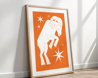 Lámina del signo zodiacal Aries – Arte astrológico minimalista (Descarga digital)