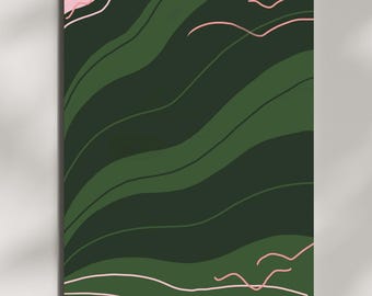 Forest Green Abstract Art Print: Modern Geometric Wall Decor (Digital Download)