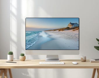 Coastal Beach House Desktop Wallpaper (Digital Download)