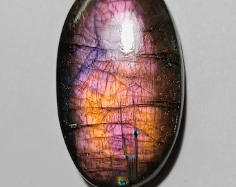 Oval Shape Purple Multi Flash Labradorite Cabochon – Hand Polished Gemstone for Jewelry Making