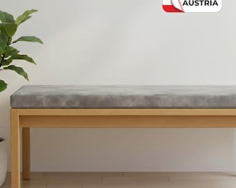 Custom velour bench cushion – 5 cm thick, with zipper, washable, water-repellent & easy to clean with a soft, plush feel