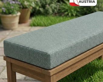 Custom outdoor bench cushion – 5 or 8 cm thick, with zipper, water-repellent, UV-resistant, cooling, abrasion-resistant & mold-resistant