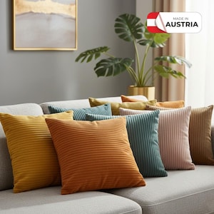 Cordvelours sierkussen – met rits, slijtvast, individueel gemaakt & zacht met pluche uitstraling van hoogwaardige stof