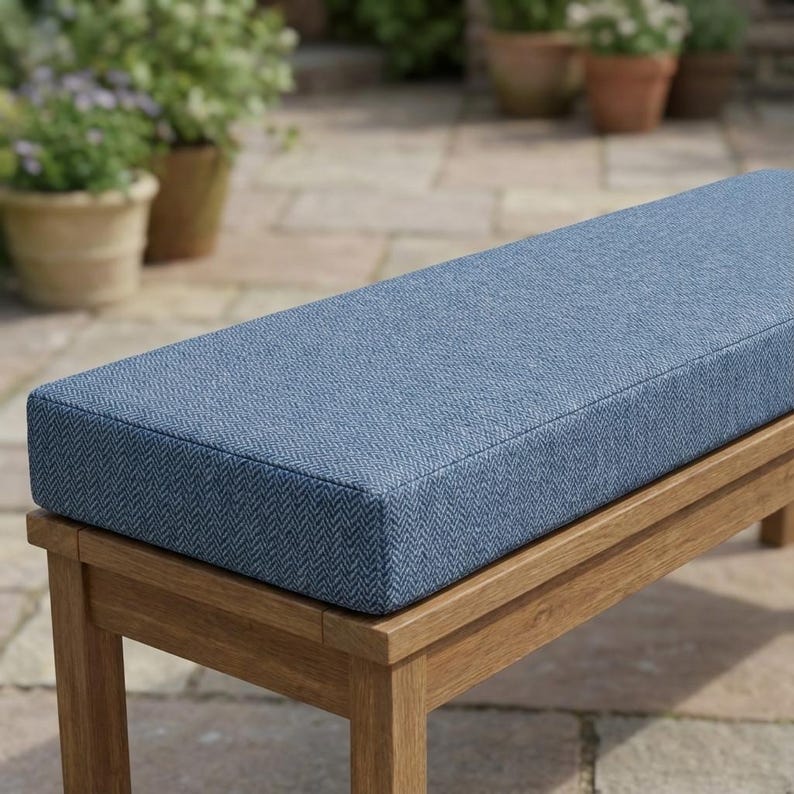 Blau Outdoor Bankauflage – 5 oder 8 cm stark, mit Reißverschluss, wasserabweisend, UV-beständig, kühlend, abriebfest & schimmelresistent