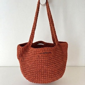 Terracotta tote bag; orange summer beach basket; rustic ibiza bag