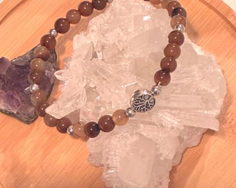 Brown Agate Tree Of Life 6mm Beaded Bracelet