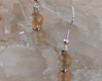 Attract Abundance Citrine Earrings 6mm Faceted Beads