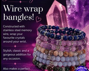 Handcrafted Crystal Memory Wire Bangles