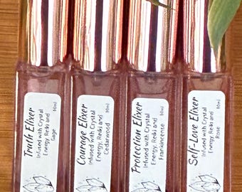 Crystal And Reiki Infused Elixers (Room Sprays) Truth, Courage , Self Love & Protection