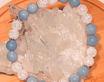Angelite & Crackle Quartz 8mm Crystal Bracelet