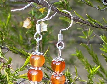 Carnelian Earrings With Sterling Silver Posts