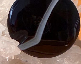 Black Agate Rounded Pocket Protection Palmstone 4x4cm