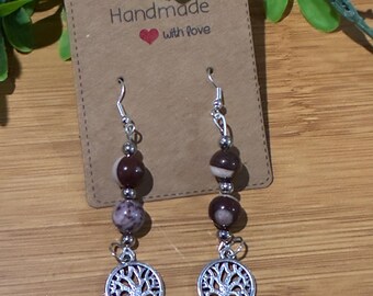 Zebra Jasper Tree of Life Earrings