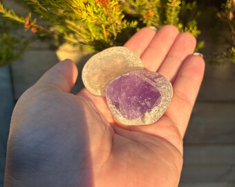 Pair of Seer Stones - Amethyst and Clear Quartz Power Duo