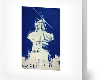 Windmill in Amsterdam cyanotype print - pack of 10 cards