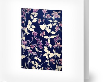 Diseño de cianotipia y acuarela de flores silvestres: paquete de 10 tarjetas
