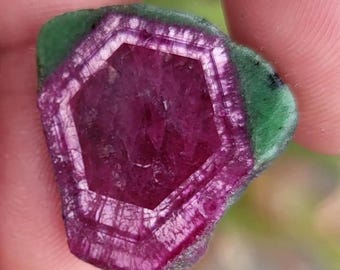Ruby Zoisite Slice, Fancy Loose Gemstone (24x25x4 mm)
