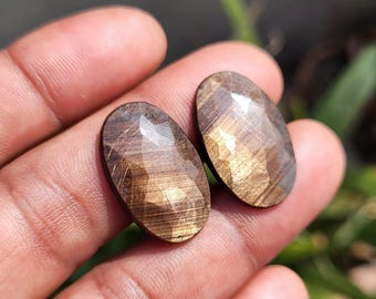 Golden Sapphire Pair, Oval Rosecut Loose Gemstones, 30 Carats